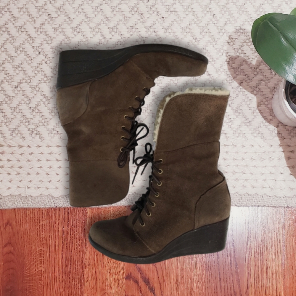 UGG "ZEA" Wedge Suede Leather Waterproof Ankle Boots
